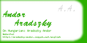 andor aradszky business card